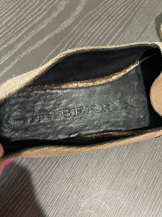 Burberry Beige and Black Canvas Espadrille Slip-On Flats - Picture 4 of 4